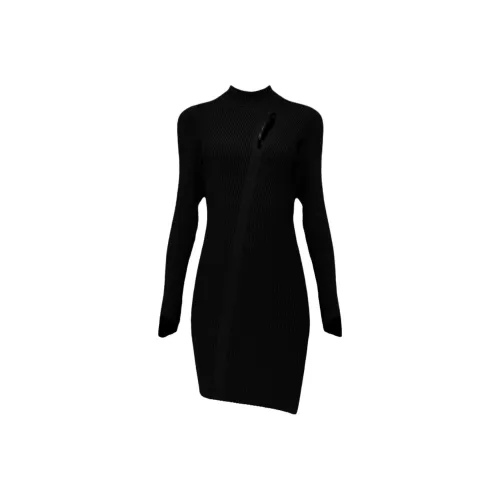 VERSACE SS23 Длинное платье с длинными рукавами женское черное