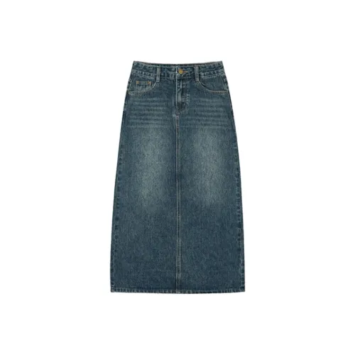 JOSR Темно-синий Женские Джинсовые Длинные Юбки