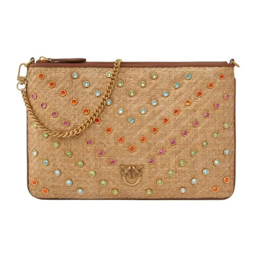 PINKO Полиэстер Клатч Стандартный Женский Бежевый