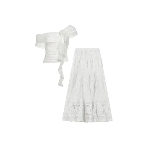 MARIE·COCO Белый топ + юбка Женские комплекты с юбкой