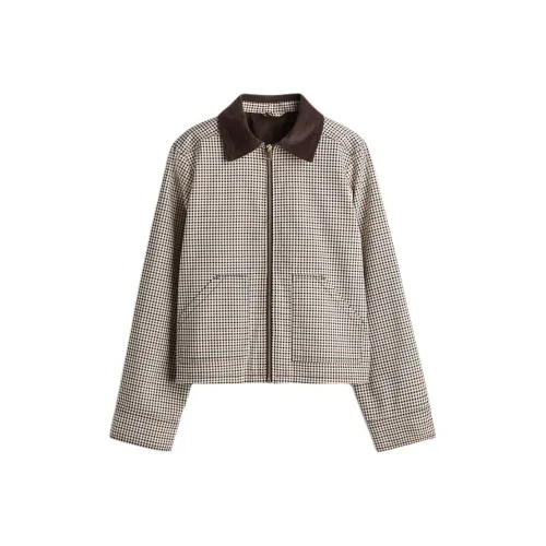 H M Бежевый Клетчатый Женские Куртки