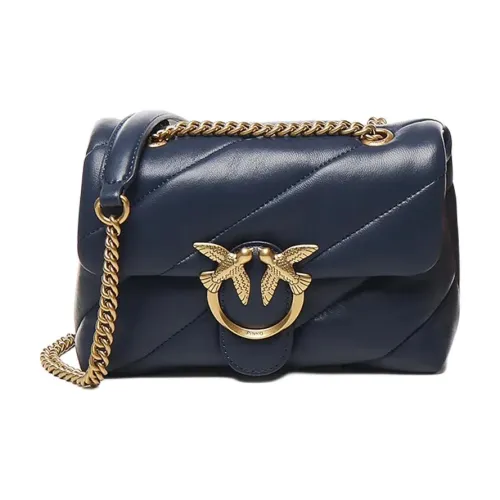 PINKO Love Bag Puff Напп Кожа Сумка через плечо Маленькая Женская Индиго