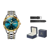 Стальной ремешок с синим циферблатом [Включает: Эксклюзивная коробка + кожаный ремешок]