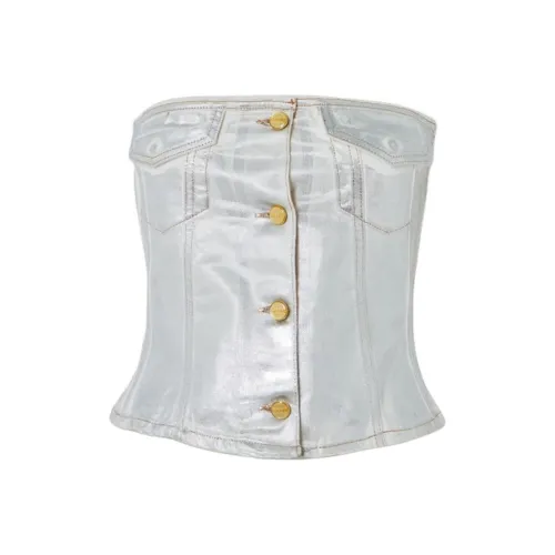 GANNI Серебряный Женский Топ без бретелек