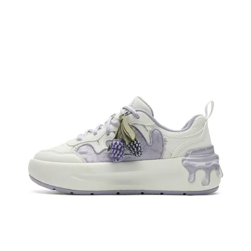 FILA Легкие Дышащие Увеличивающие Высоту Низкие Кроссовки для Скейтбординга Женские Белые Фиолетовые