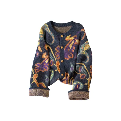 Cypress House Темно-синий Синий Многоцветный Женский Свитер