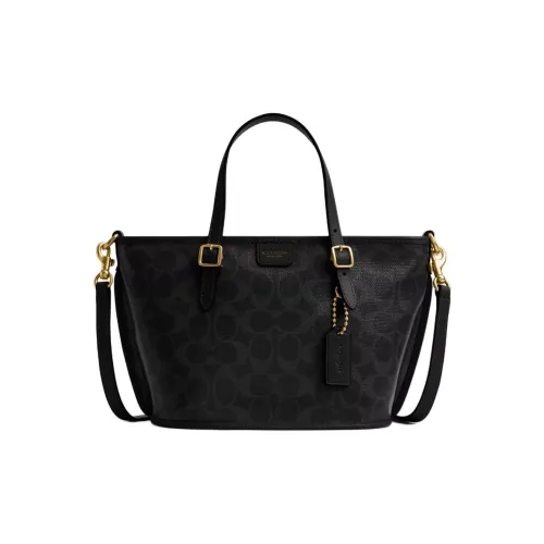 COACH Покрытый холст Маленькая сумка для женщин черного цвета