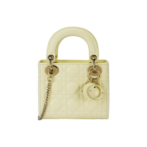 DIOR Lady Dior Sheepskin Сумка Lady Dior Сумка через плечо Сумка мини Женская Желтая