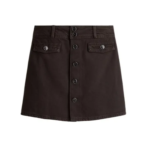 H M Темно-коричневый женский джинсовый мини-юбка