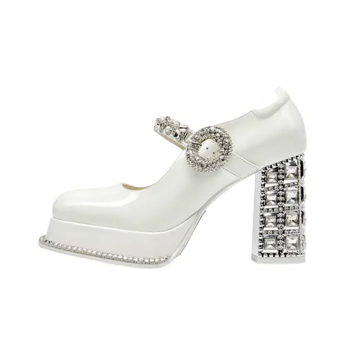 SHOESZOOO Винтаж Маленькие Кожаные Туфли с Грубым Каблуком Мэри Джейн 10 см Женские