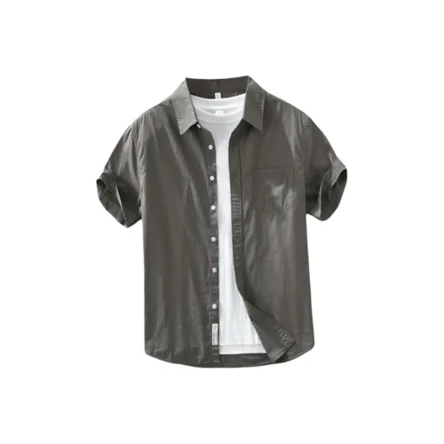 THINGYLAB Летняя рубашка корейский стиль мужская однотонная