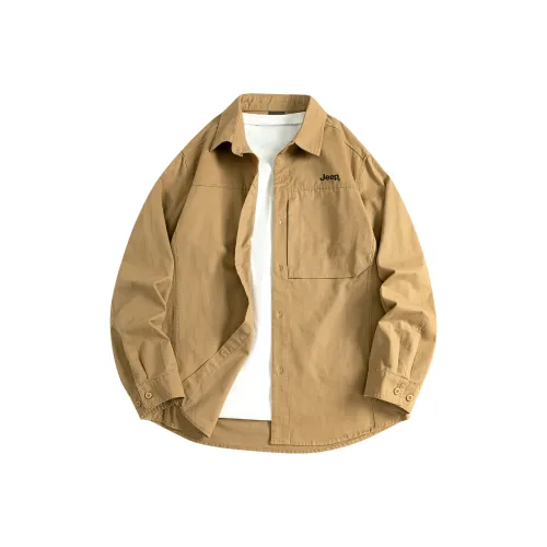 JEEP Винтаж Рабочая одежда Спущенное плечо Отложной воротник Длинный рукав Рубашка Унисекс