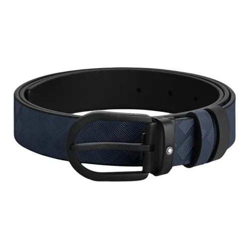 MONTBLANC Кожаные ремни Унисекс Ink Синий Классический Черный 3 см