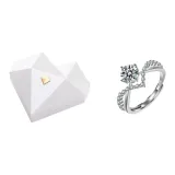 Белый Сердце-образный Бриллиант Кольцо Коробка+Кольцо