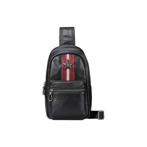 VIHUS Сумка через плечо из натуральной коровьей кожи мужская черная