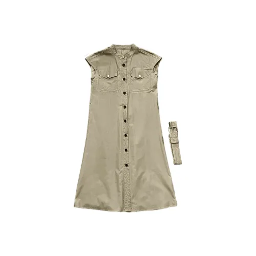 PGKZ Хаки Женские Платья без рукавов