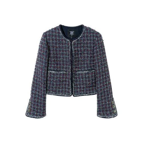 Ouyang Lapiz Azure Синий Женский Короткий Пальто