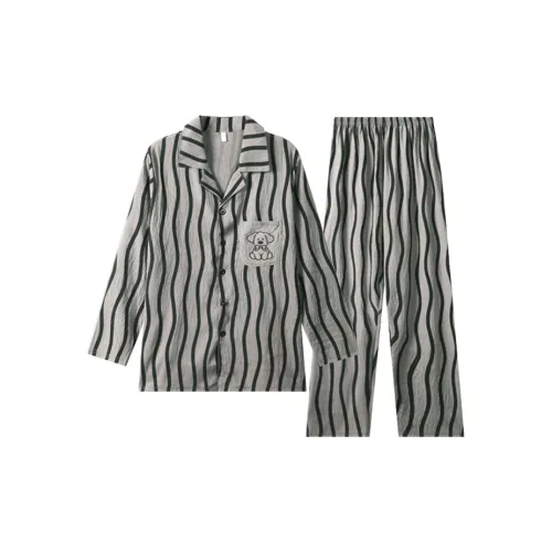 MEIJIAO Черный Серый Полосы Мужская Одежда Комплекты Мужские Пижамные Наборы