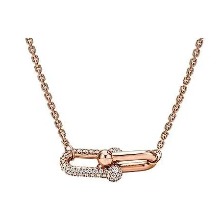 TIFFANY & CO. Двойная Подвеска В Виде Звеньев Розовое Золото 18 Карат С Бриллиантами Размер Звена, Small