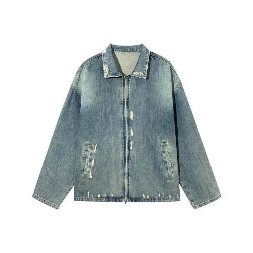 Ouyang Грязно-синий Женские Джинсовые куртки