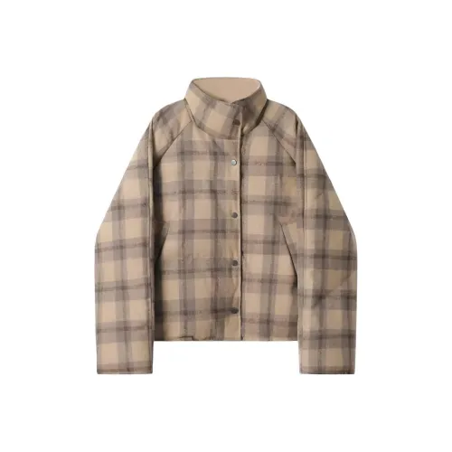 DANCANG Корейский стиль Клетка Укороченный Пуховик Женские