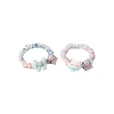 Синий бант, котенок + светло-фиолетовый шарф, белая резинка для волос