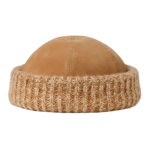 Loro Piana Маленькие шапки и кепки из козьей кожи женские кофейного цвета