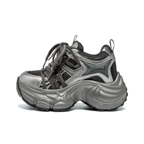 Shangjinni Дышащие Низкие Кроссовки с Толстой Подошвой Женские