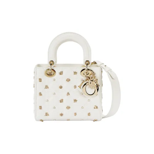 DIOR Lady Dior Коровья кожа Сумка Lady Dior Сумка через плечо Сумка Маленькая Women's White