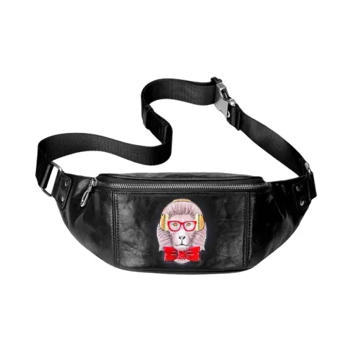 VIHUS Топ-Грейн Коровья Кожа Бананка Стандартная Мужская Черная