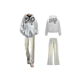 Серый свитшот + желтые грязные джинсы