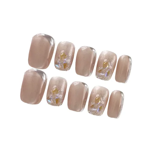 FINGERBOOK Admiration Короткий Квадрат Розовый Смужка Кошачий глаз