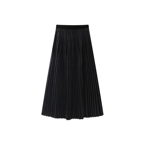 MH Черные Женские Повседневные Длинные Юбки