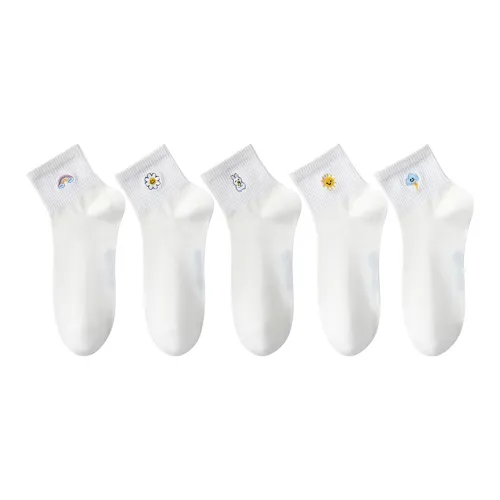 MADALLO [5 пар] Радужный + Цветочный + Кролик + Солнце + Молния Женские носки MID до икры