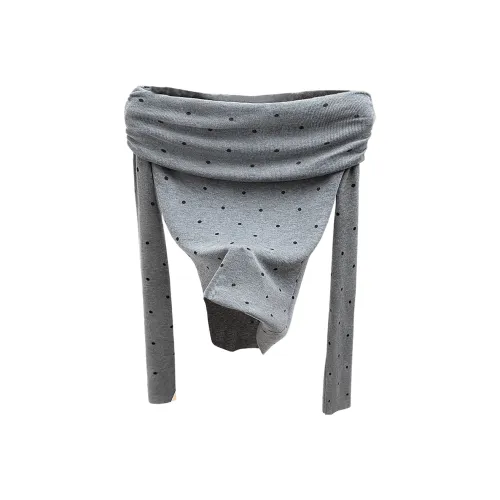 SIBAISHE Светло-серый в горошек женский трикотаж