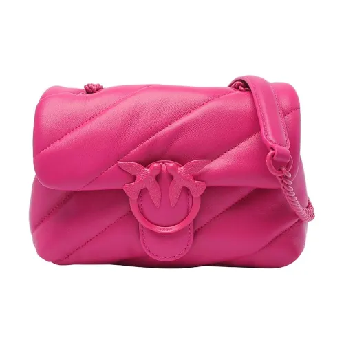 PINKO Love Bag Телячья кожа Сумка через плечо Мини Женская Ярко-розовая