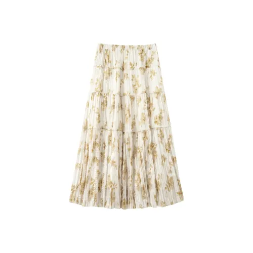 MH Желтая Женская Повседневная Длинная Юбка