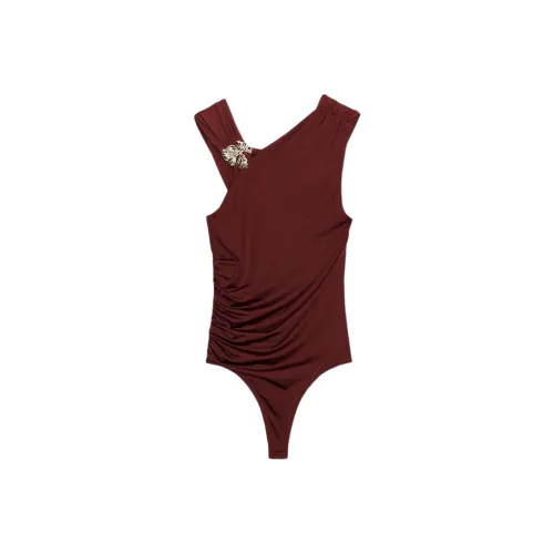 ZARA Темно-красный женский боди