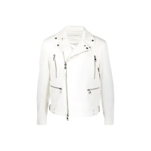 Alexander McQueen Кожа Куртка Мужская Белая