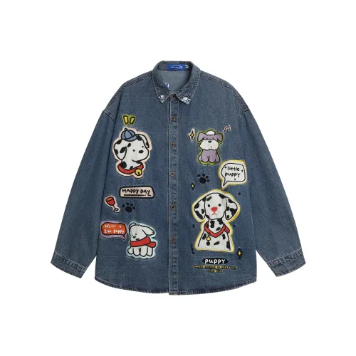 WAYHWEI Джинсовый синий Унисекс Рубашки