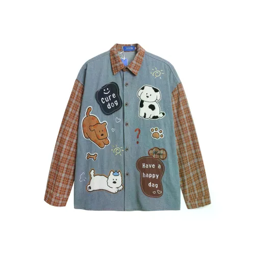 WAYHWEI Джинсовый синий Унисекс Рубашки