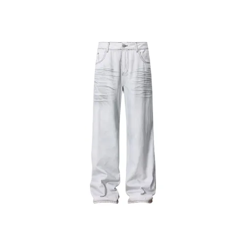 GBXM Серый Белый Унисекс Джинсы