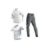 Трехпредметный комплект (Белая длинная рубашка с длинным рукавом + Белая короткая рубашка с коротким рукавом + Темно-серые штаны)