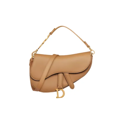 DIOR Седло Телячья кожа Седло Сумка Сумка на плечо Маленькая Женская Коричневая