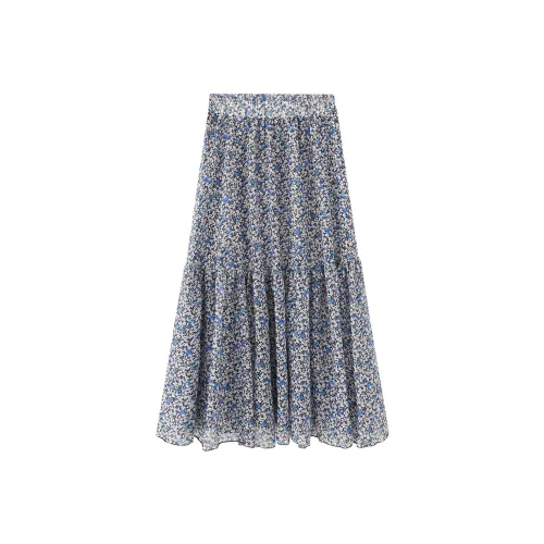 MH Blue Flower Женская Повседневная Длинная Юбка