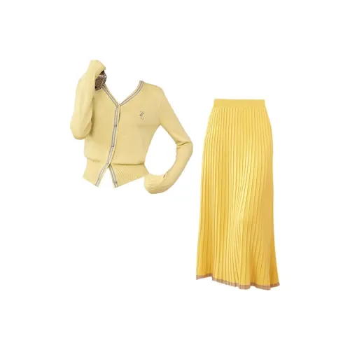 MARIE·COCO Желтый топ*1 + Юбка*1 Женские комплекты с юбкой