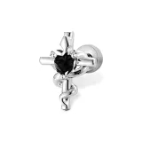 Крест Серьги-гвоздики [Черный Циркон]