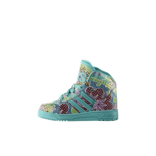 JEREMY SCOTT x adidas originals Цветочный Высокий Топ Обувь для малышей Синий Infant и Toddler