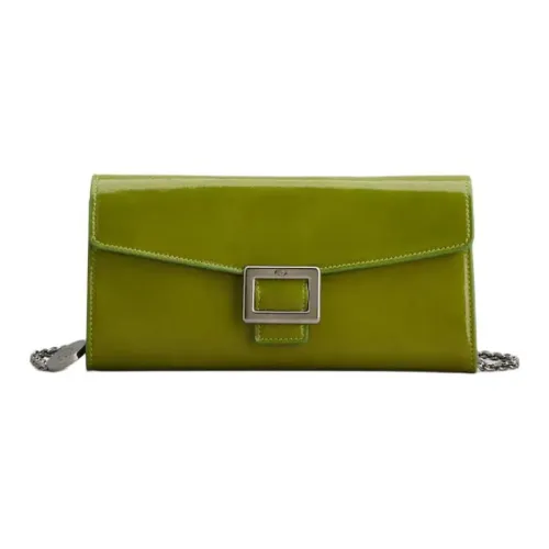 Roger Vivier Belle Vivier Лакированная кожа Сумка на плечо Женская Зеленая