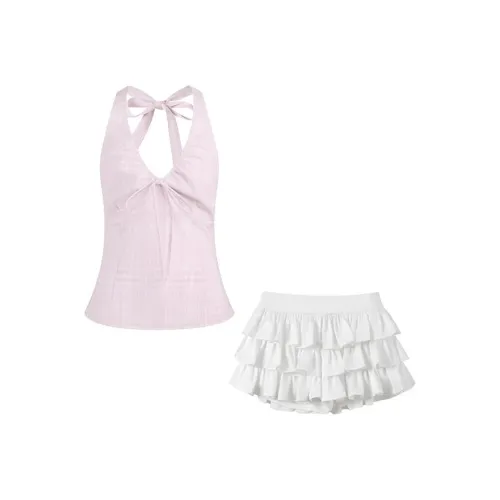 HUINIAN Топ + Белая Юбка Женские Комплекты с Юбкой